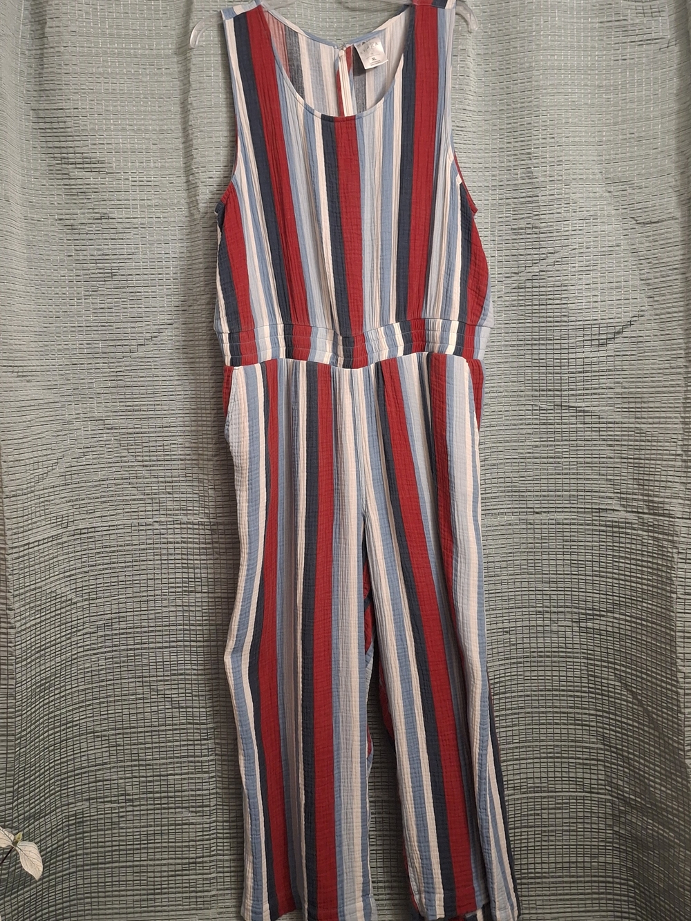 Serra Sleeveless Striped Jumpsuit in Red, Blue & White